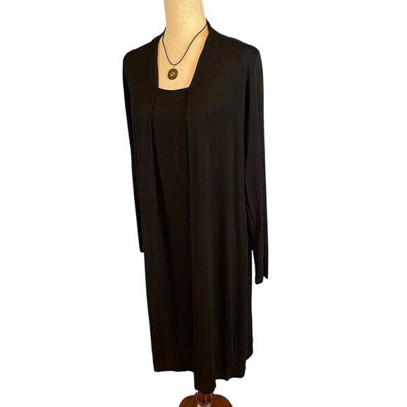 Eileen Fisher Long Sleeve Jersey Shift Dress Black Small NWOT - Picture 3 of 6